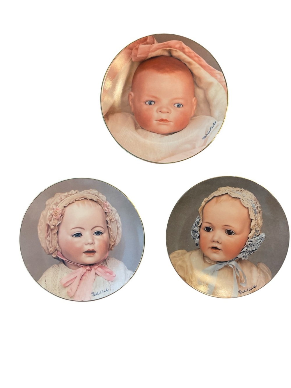Seeley’s Old Baby Doll Collection- 3 plates Lori, Hilda & Bye lo 8.5 diameter